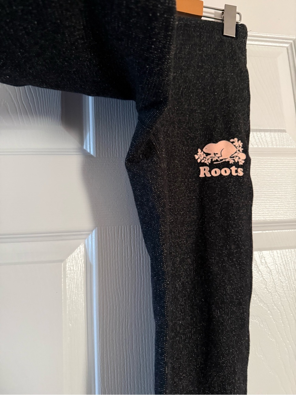 Roots Kids Black Sweatpants with Pink Logo Accent - Picture 4 of 6